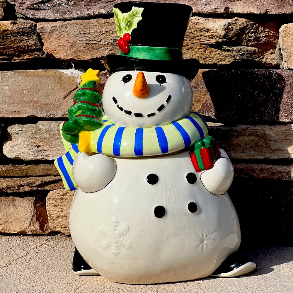 Christmas cookie jar snowman by Fritz and Floyd
